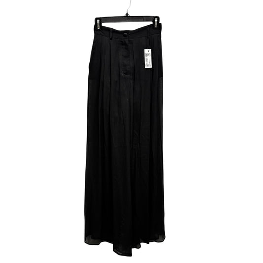 NWT Dolce & Gabbana Black High Rise Silk Chiffon Wide Leg Pants Womens 0