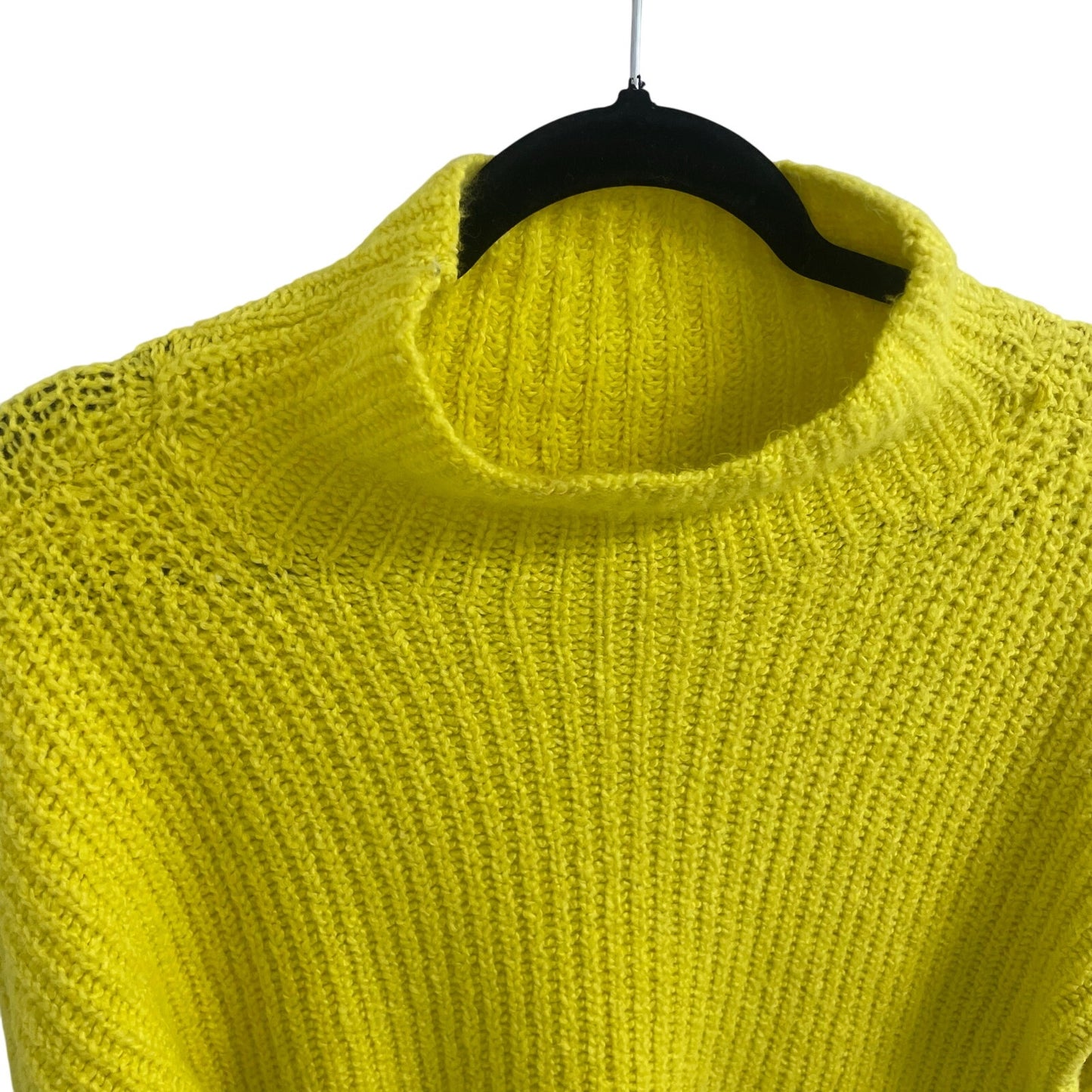 By Anthropologie Ribbed Mock Neck Bright Yellow Pullover Sweater Womens XS