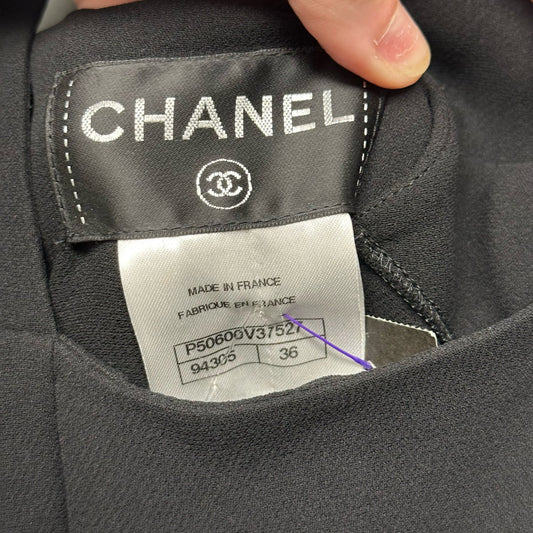 NWT Authentic Chanel Black Double Crepe Sleeveless Midi Dress FR 36 / US 4