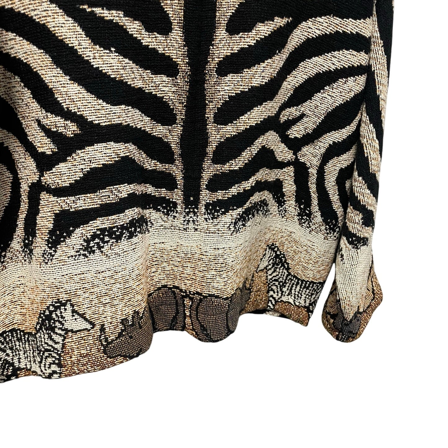 Vintage Sugar Street Weavers Safari Animal Print Button Up Sweater Jacket Medium