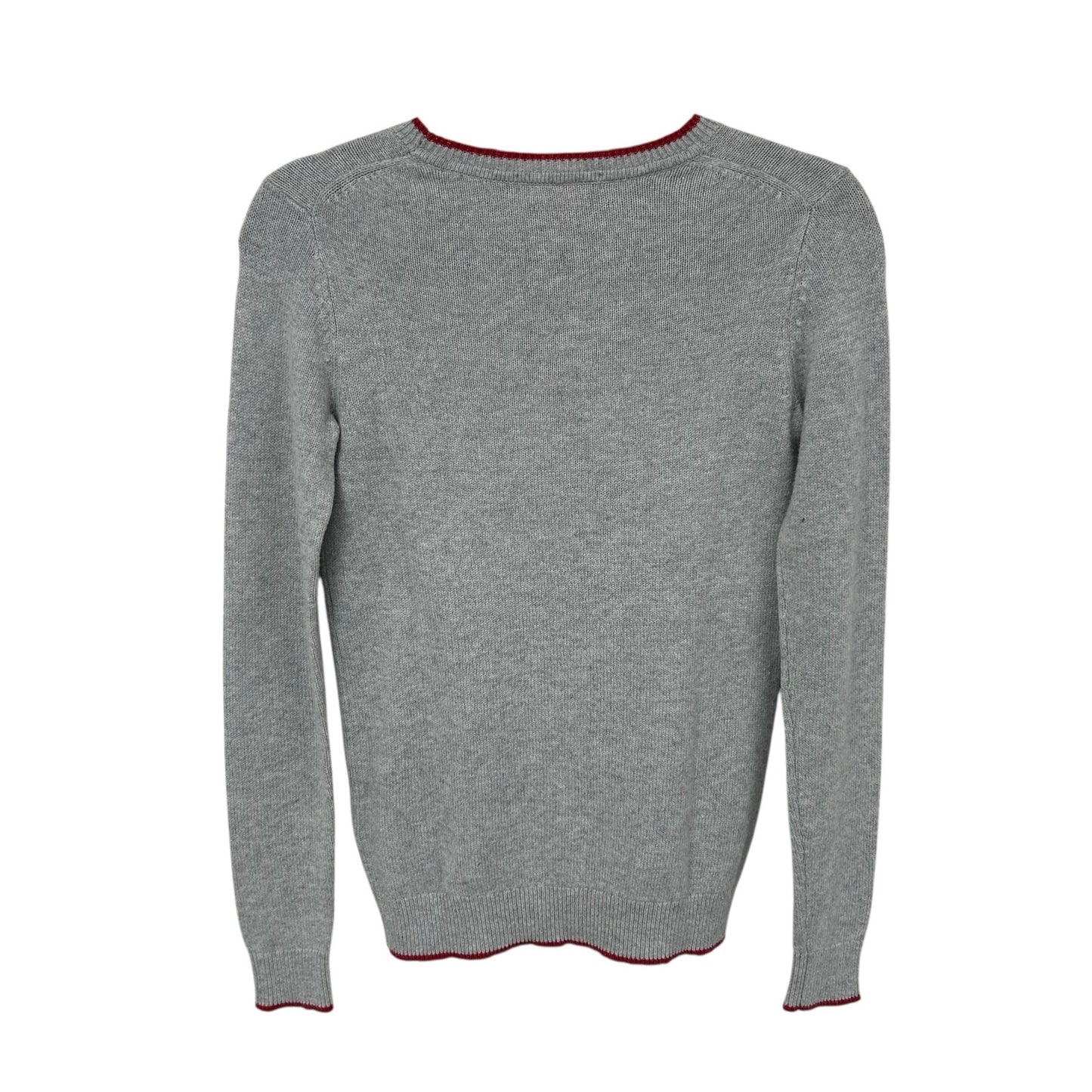 Boden Gray Red Long Sleeve Crewneck Pullover Christmas Sweater Womens XS