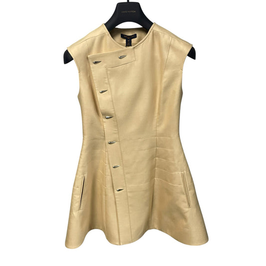 NWT Louis Vuitton Sleeveless Asymetric Button Dress Papyrus Womens FR 38 / US 6