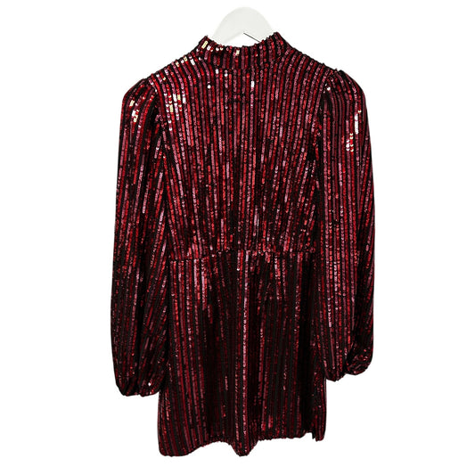 NWT RIXO x Laura Jackson Samantha Red Sequined Mini Dress Womens Small