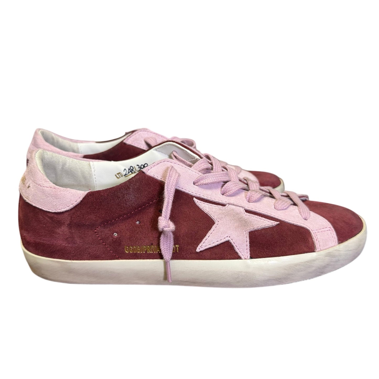 Golden Goose Red Pink Superstar Bicolor Suede Low-Top Sneakers 9