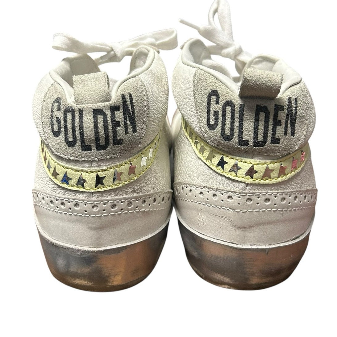 Golden Goose Mid Star Ice Blue Mixed Leather Lace Up Sneakers Womens 39 / US 9