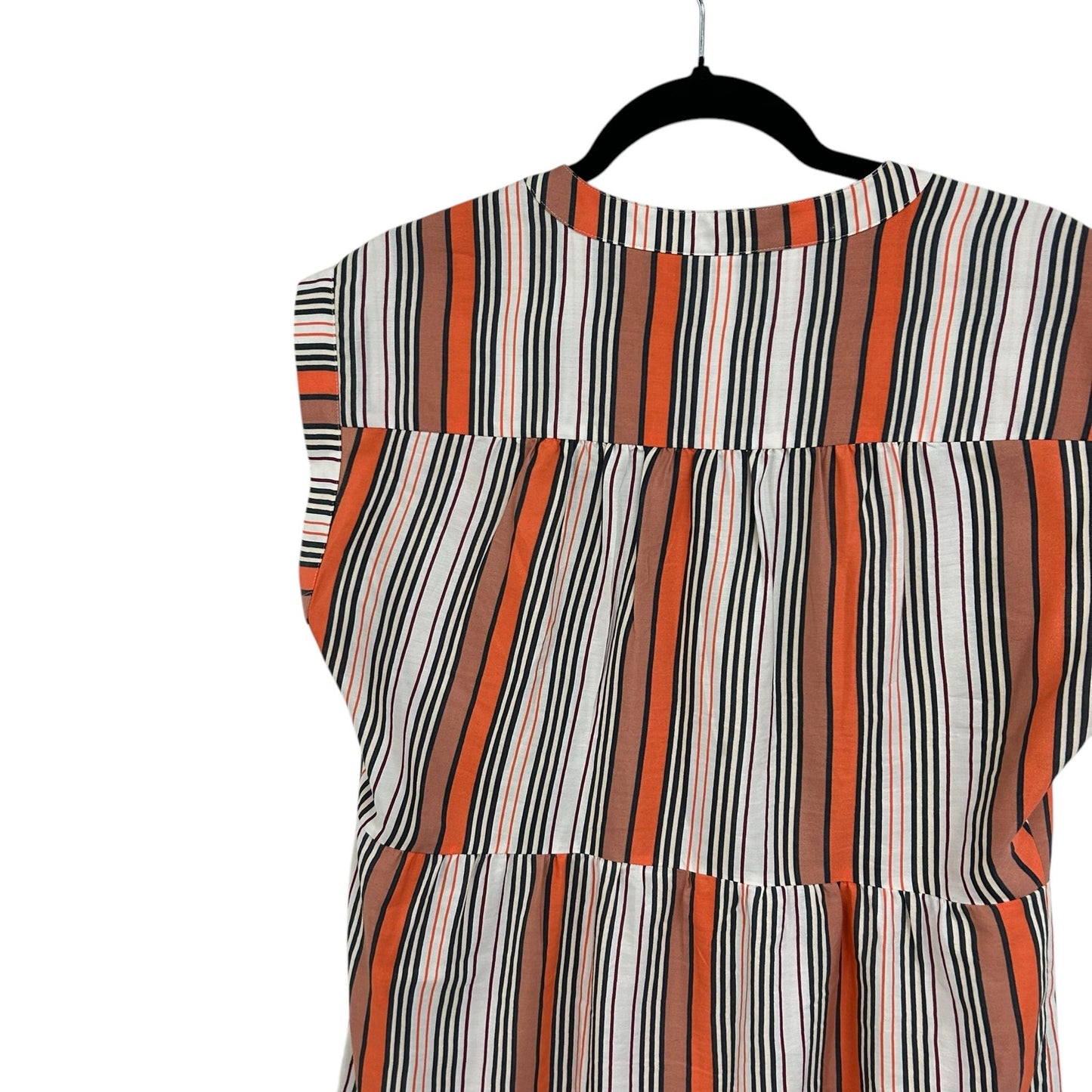Marie Oliver Lachlan Silk Blend Tiered Mini Dress in Orange Stripe Womens Small
