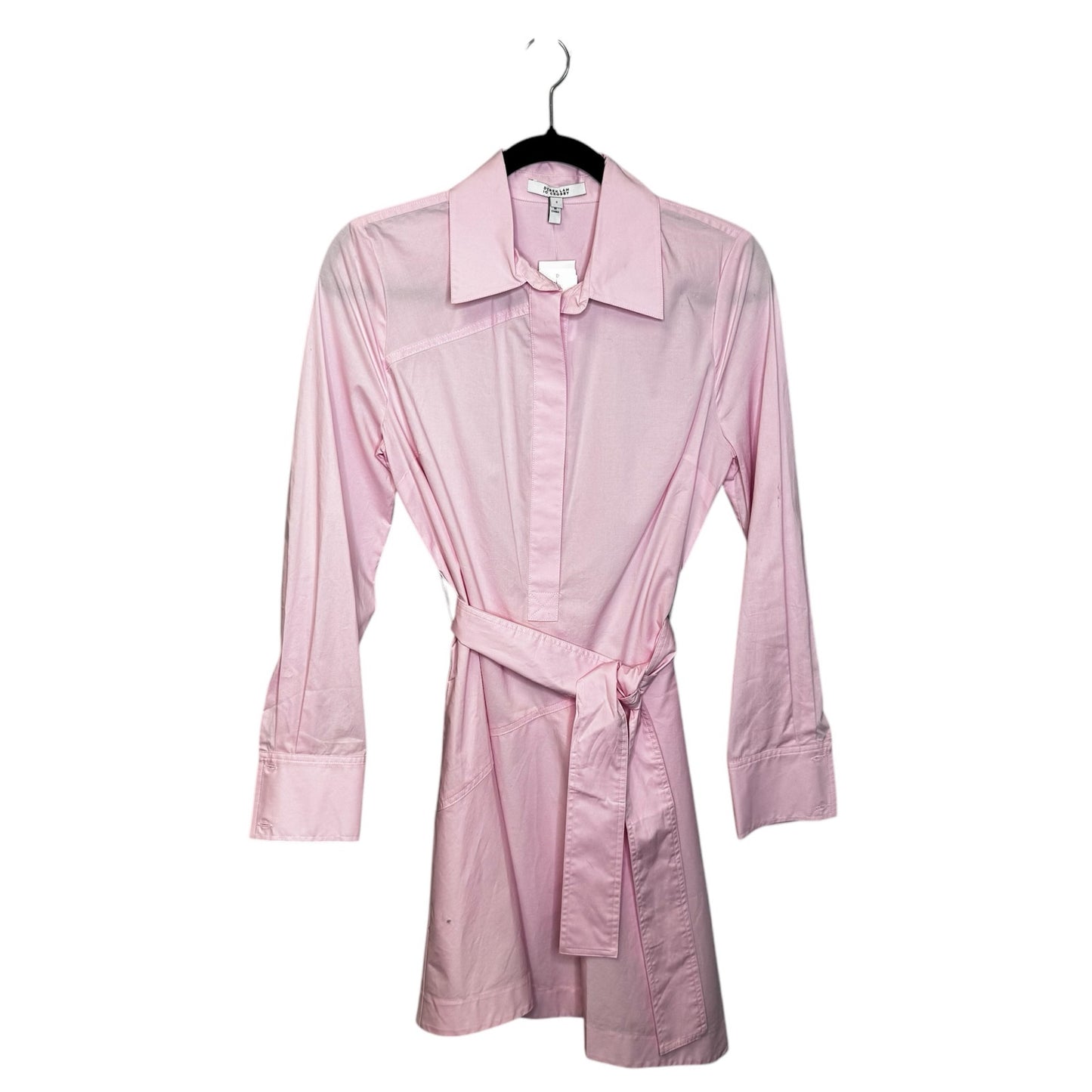 NWT Derek Lam 10 Crosby Pink Flora Long Sleeve Asymmetric Shirt Dress Womens 2