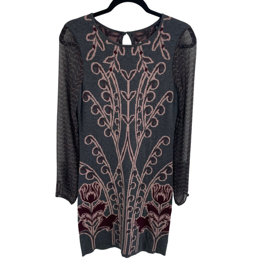 NWT Anthropologie Knitted & Knotted Saone Sweater Dress Grey Motif Womens XS