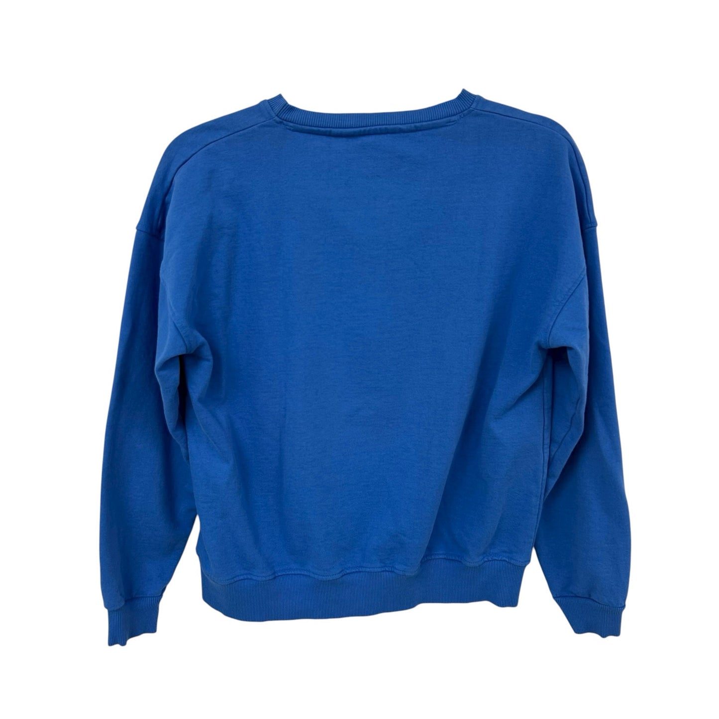Compania Fantastica Blue Fleece Sweatshirt with Flower Graphic Womens Small