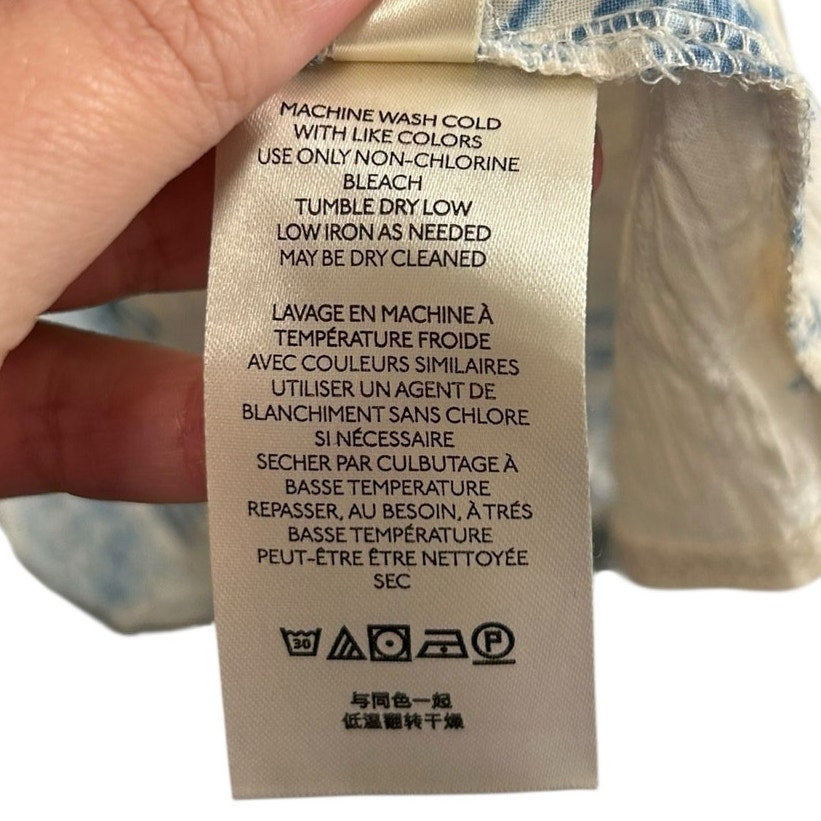 Free People Blue White Floral Tea Combo Sunbaked Swing Mini Dress Womens Medium