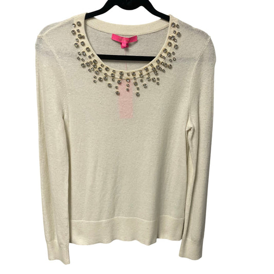 NWT Lilly Pulitzer Bejeweled Odetta Sweater in Coconut Off White Womens Small