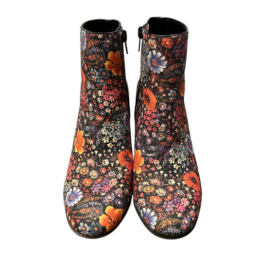 Lucky Brand Black Multicolor Boogie Floral Print Salmah Ankle Booties Womens 7