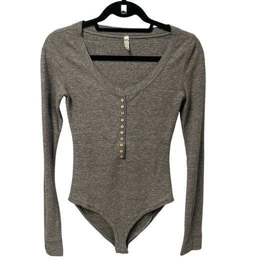 Intimately Free People Dylan Thermal Henley Bodysuit Gray Womens Size XS