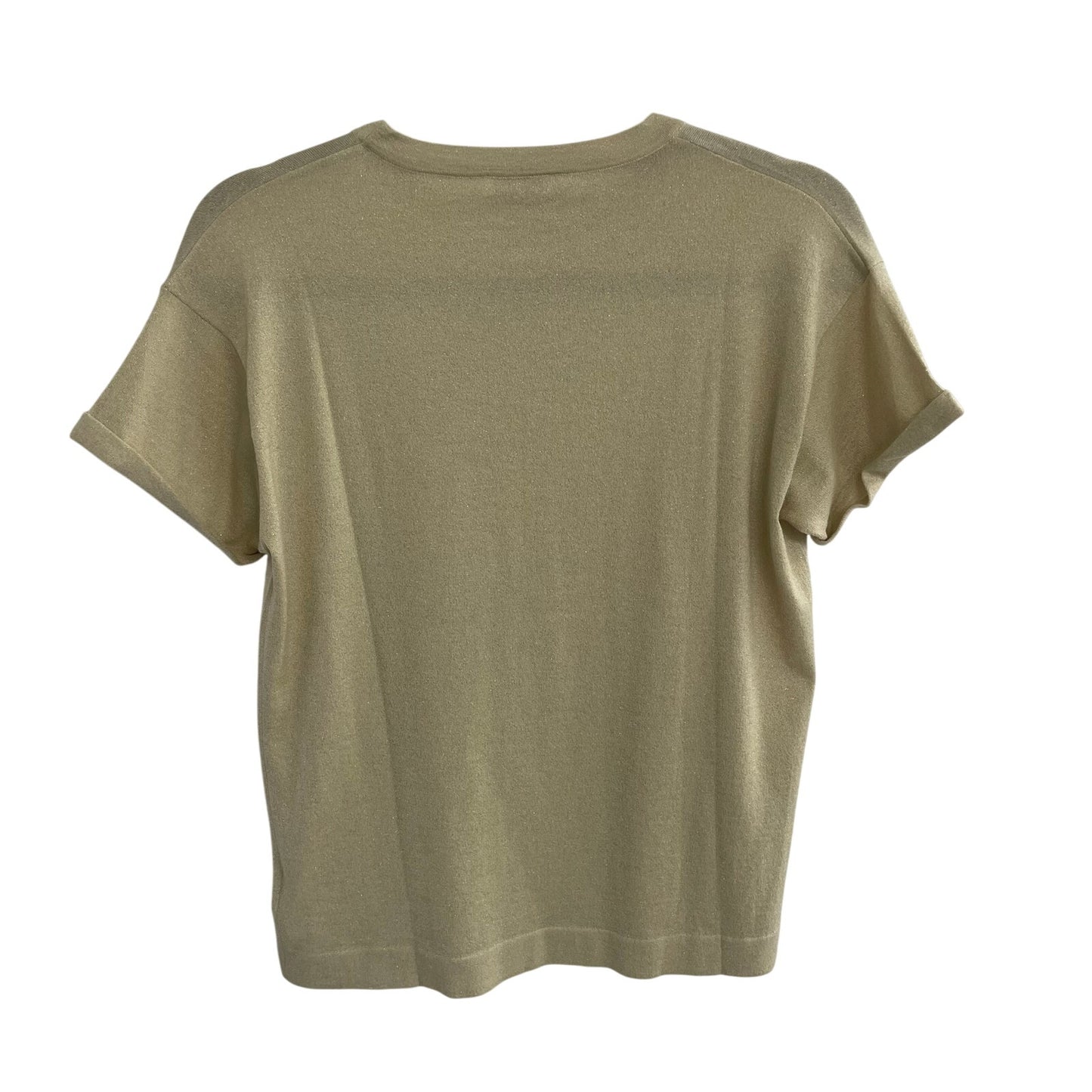 Brunello Cucinelli Gold Metallic Short Sleeve Cashmere Silk T-Shirt Womens Small