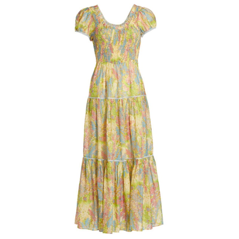 NWT LoveShackFancy Elisabelle Dress Pastel Fields Womens P / US 00