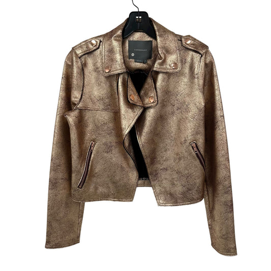NWT Anthropologie Brisa Metallic Cropped Faux Leather Moto Jacket Womens Small