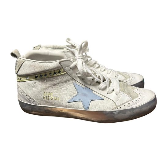 Golden Goose Mid Star Ice Blue Mixed Leather Lace Up Sneakers Womens 39 / US 9