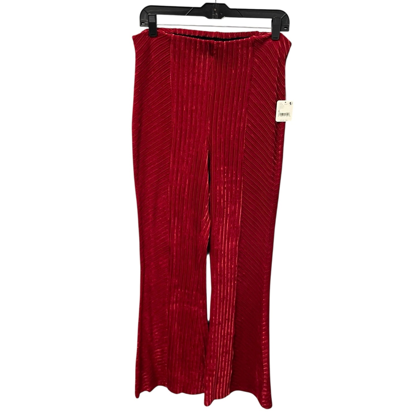 NWT Free People Slim Pull On Velvet Flare Pants in Red Womens Size Large