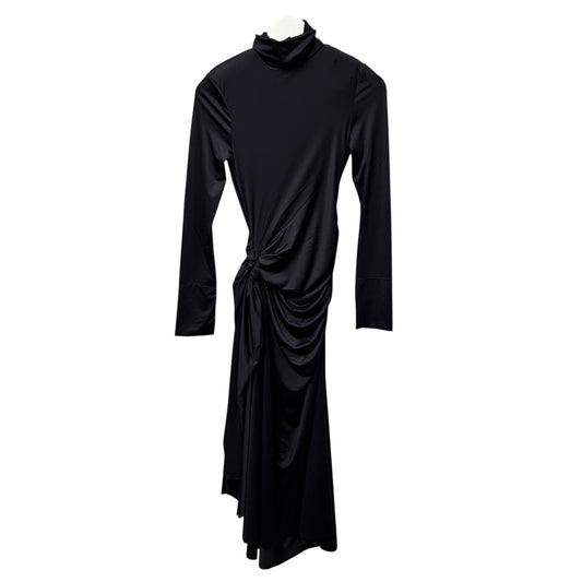 NWT Victoria Beckham Navy Gathered Draped Turtleneck Midi Dress Womens US 0