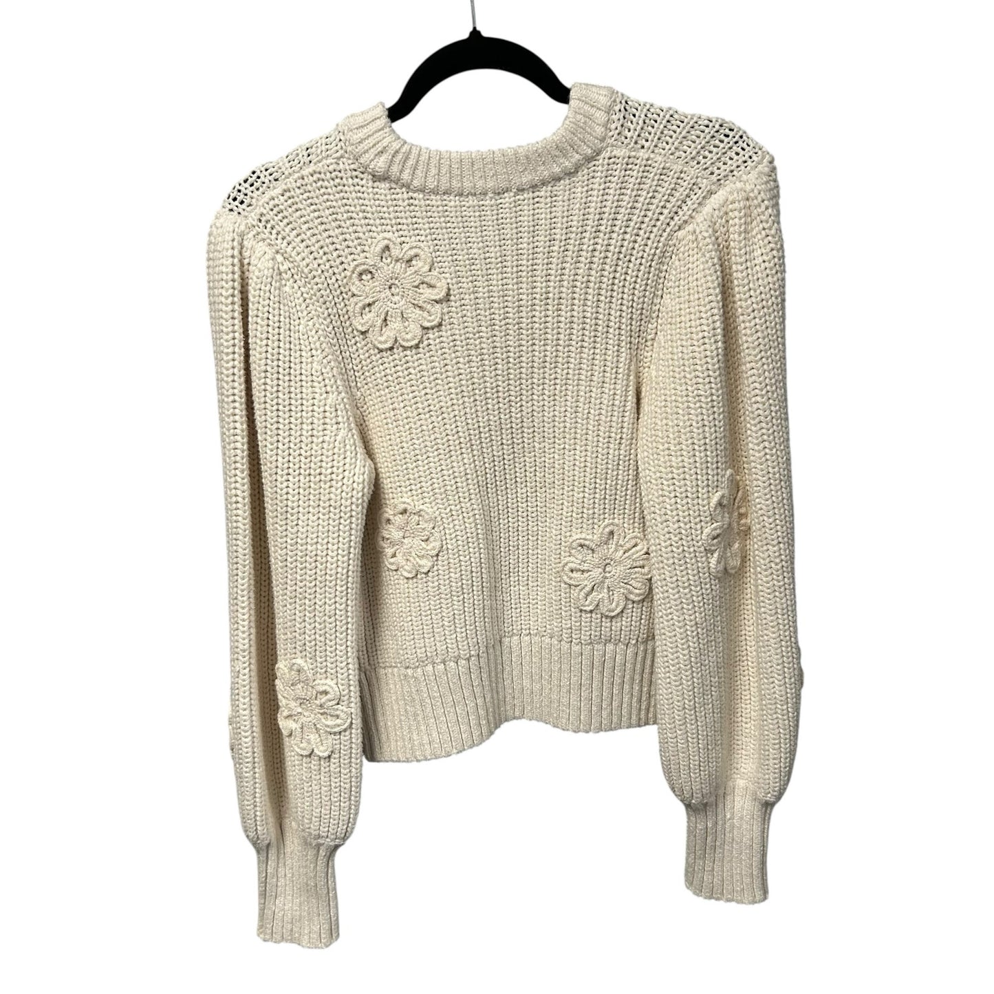 Rails Ivory Crochet Daisies Romy Knit Pullover Crewneck Sweater Womens Medium