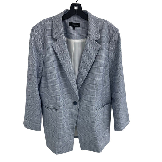 Talbots Spring Glen Plaid Blazer Jacket Blue White Womens Plus Size 16