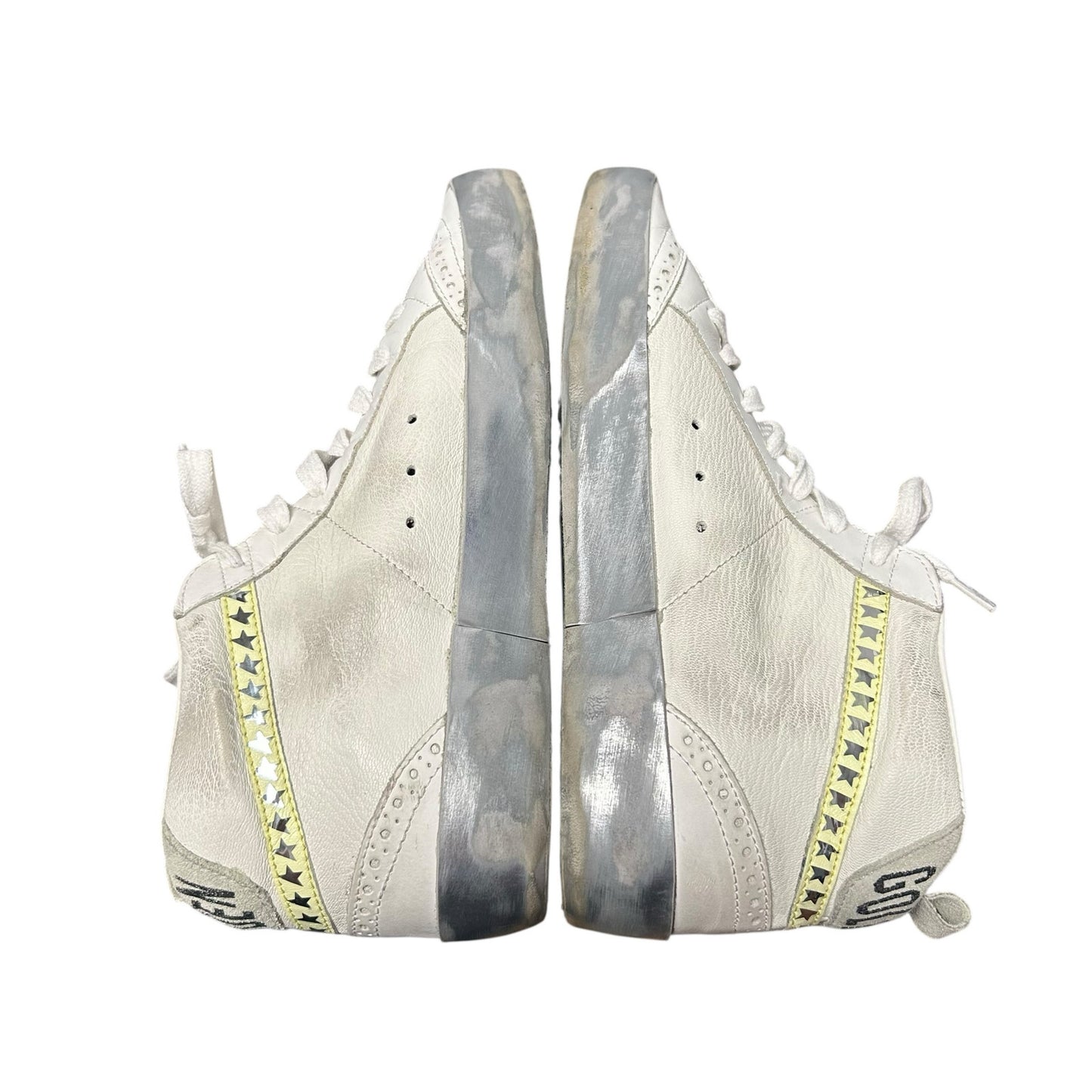 Golden Goose Mid Star Ice Blue Mixed Leather Lace Up Sneakers Womens 39 / US 9
