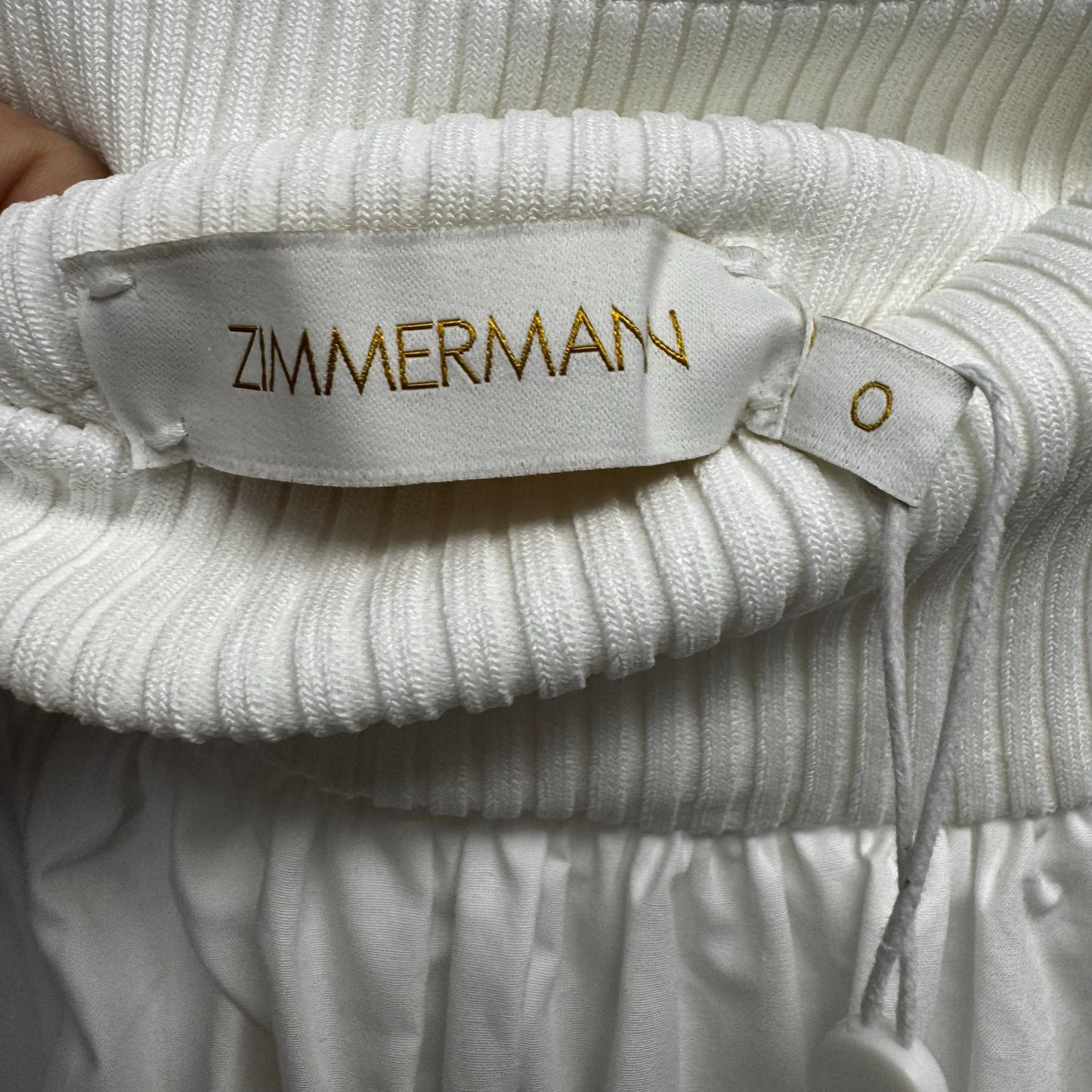 NWT Zimmermann Ivory Ribbed Mid Rise Cotton Gathered Poplin Midi Skirt Womens 4