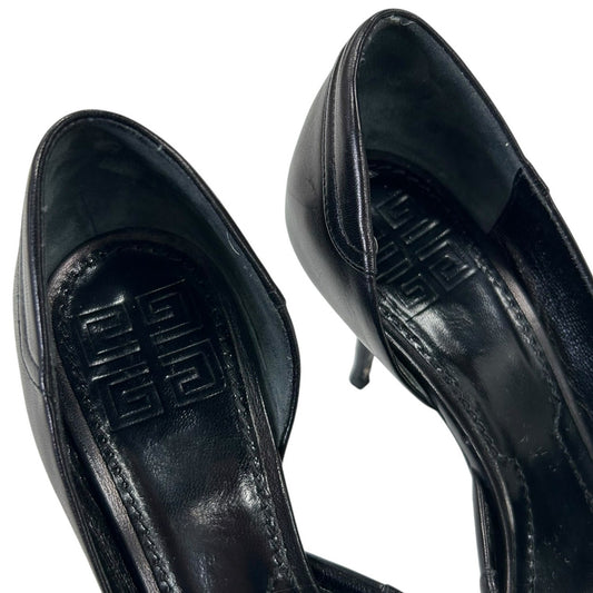 Vintage Givenchy Black Leather Flower Closed Toe Womens 36.5 / US 6.5 AS IS