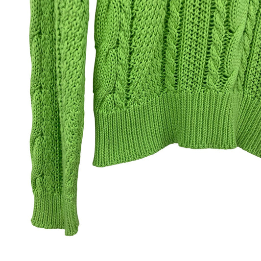 Lauren Ralph Lauren Cable Knit Crewneck Sweater Lime Green Womens Size XL