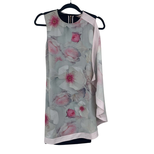 Ted Baker Agostia Chelsea Double Layer Dress Pink Floral Womens 0 / US 2