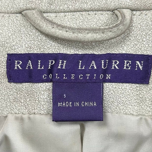 Ralph Lauren Collection Purple Label Cream Distressed Leather Jacket Womens 10