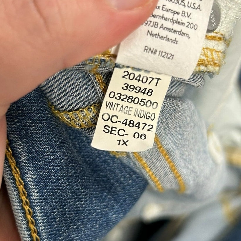 NWT Spanx Vintage Indigo Blue Seamed Front Wide Leg Jeans Womens 1X Tall