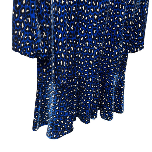 NWT Jude Connally Sadie Mini Dress Royal Blue Navy Velour Leopard Print Large