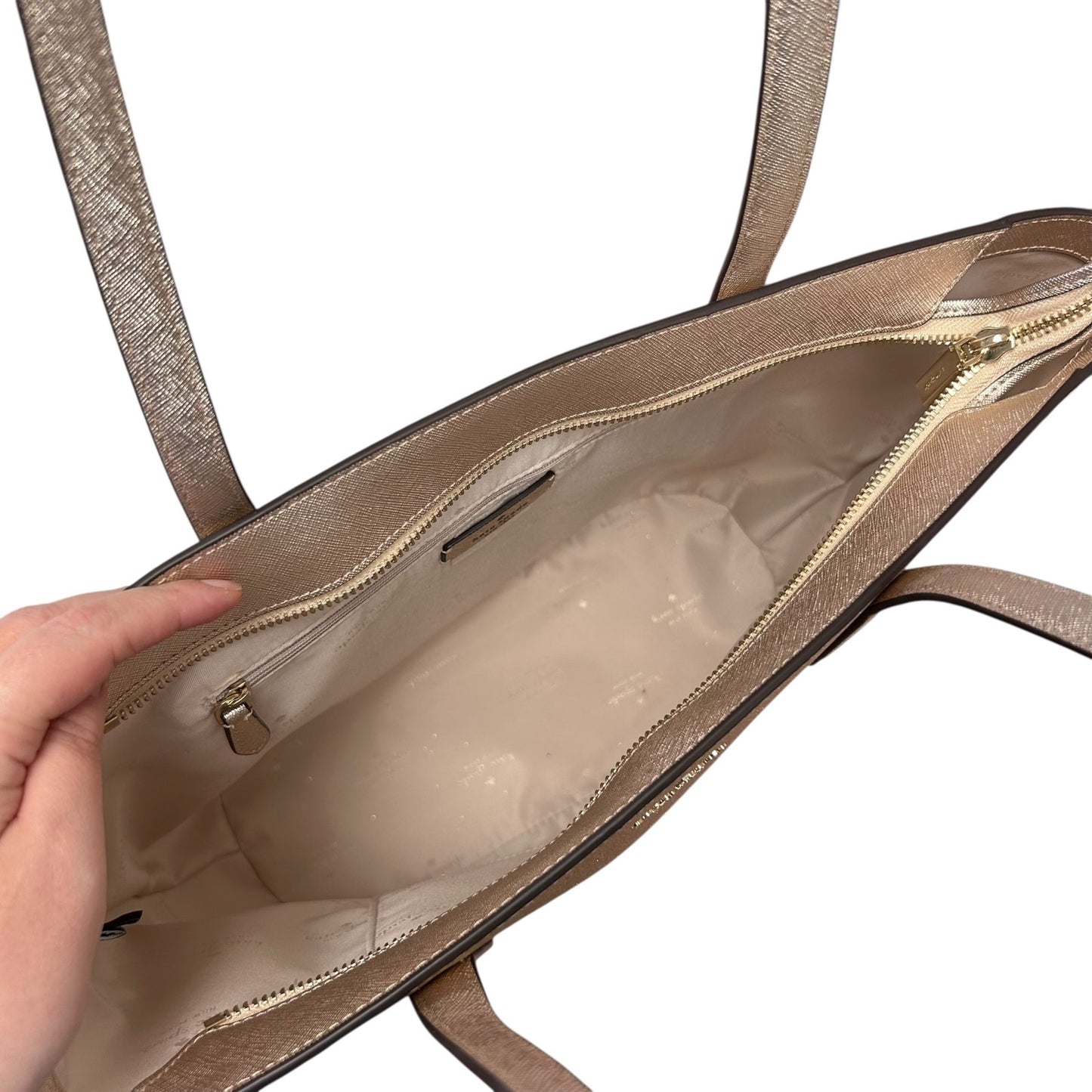 NWT Kate Spade Gold Glimmer Double Handle Top Zip Tote Bag