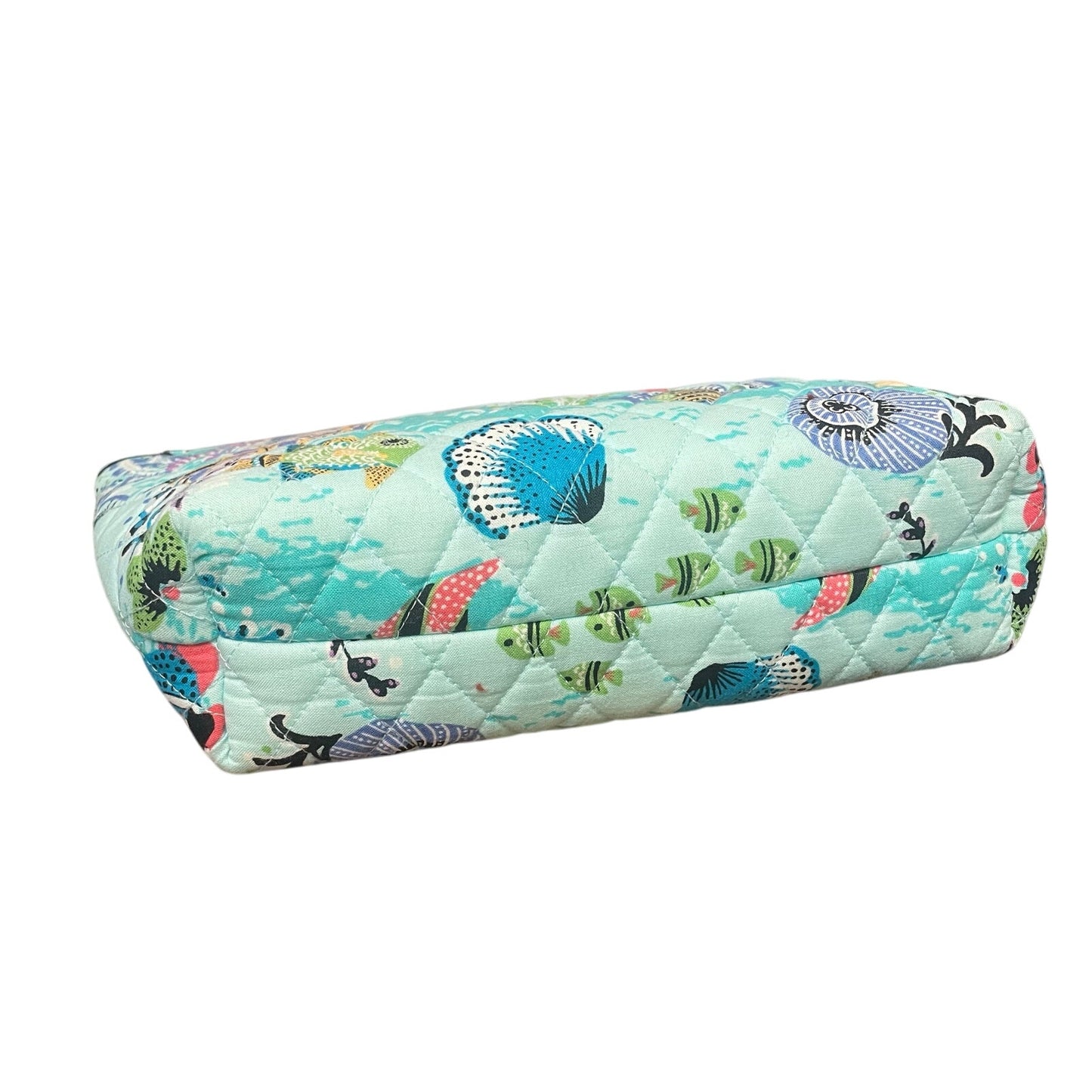 Vera Bradley Zip Up Cosmetic Bag in Blue Treasure Fish Cruise Print