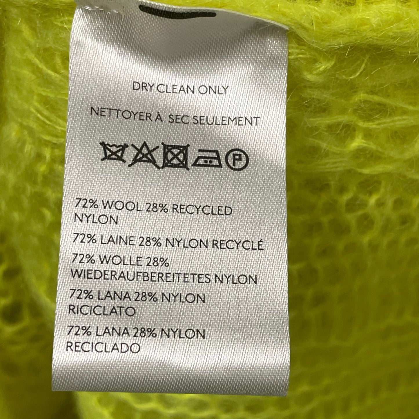 By Anthropologie The Posey Stitchy Distressed Sweater Neon Yellow Wool Blend XL