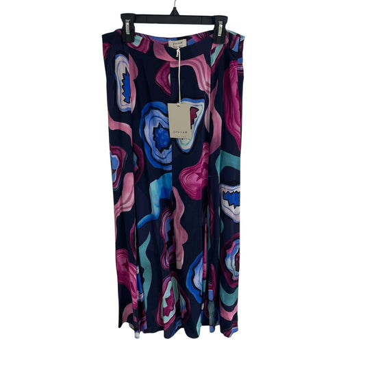 NWT Jigsaw Agate Gem Print Midi Skirt Pink Navy Blue Womens US 6