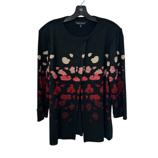 Ming Wang Black Multi Animal Print Snap Button Closure Jacket Womens Medium