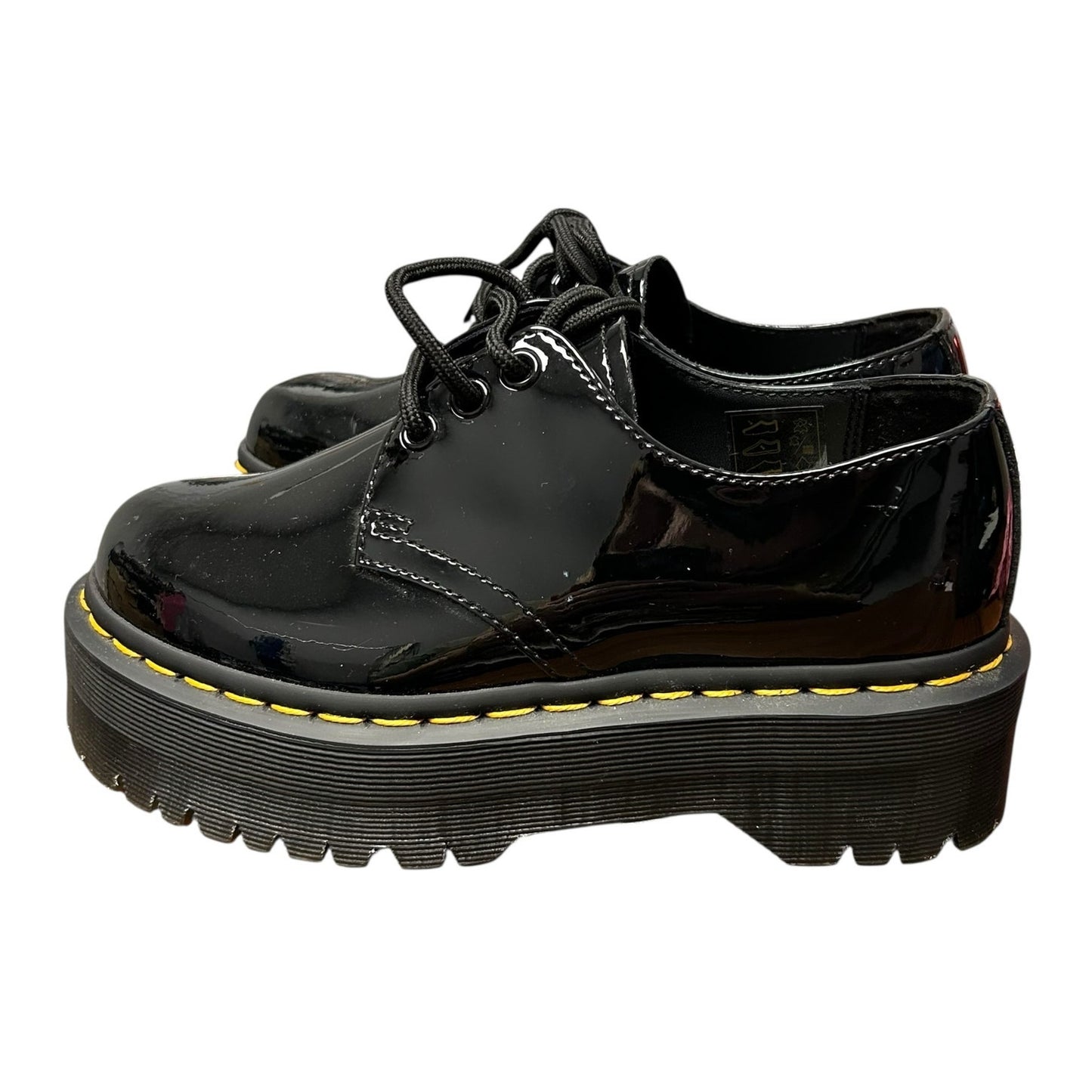 Dr. Martens Black Patent Leather Quad Platform Lace Up Shoes Womens US 5