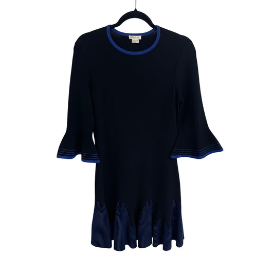 Shoshanna Bell Sleeve Black Blue Knit Pratt Sweater Dress Womens Size Small