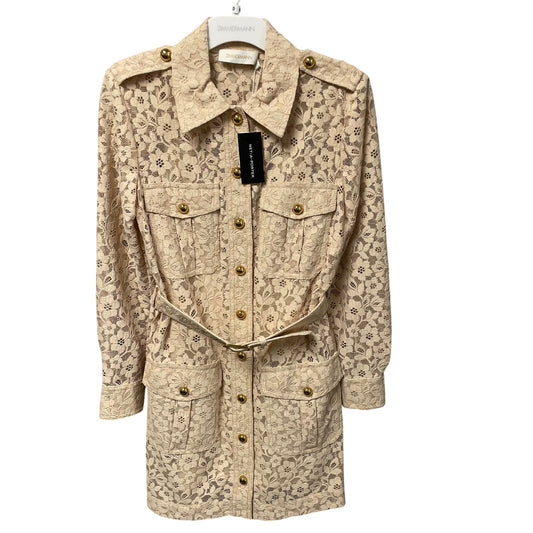 NWT Zimmermann Hypnotic Lace Belted Mini Utility Shirt Dress Cream AUS 0 / US 4