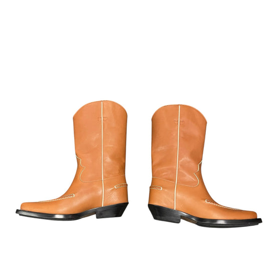 Chloé Nellie Texan Leather Western Boots Tan Womens 39 / US 9