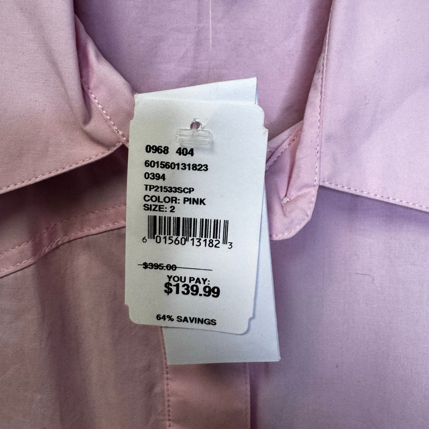 NWT Derek Lam 10 Crosby Pink Flora Long Sleeve Asymmetric Shirt Dress Womens 2