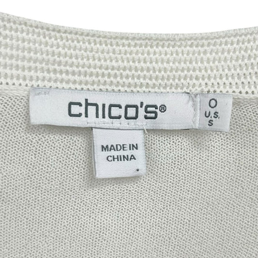 NWT Chicos White Blue Yellow Floral Print Open Front Cardigan Womens US Small