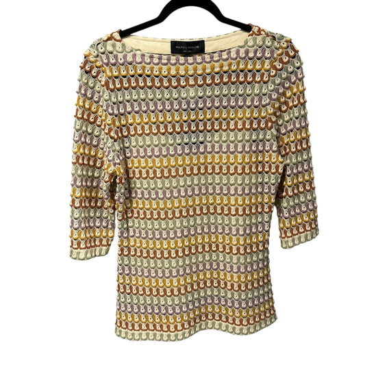 NWT Hilton Hollis Lilac Combo Crochet Textured Knit Top Womens Size Medium