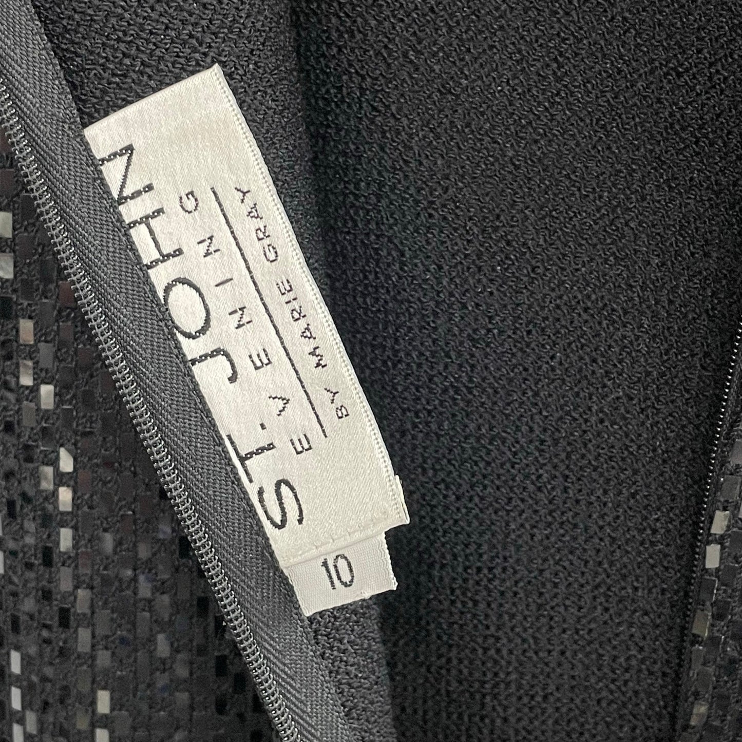 St. John Evening Black Metallic Sequin Knit Sleeveless Dress Womens Size 10