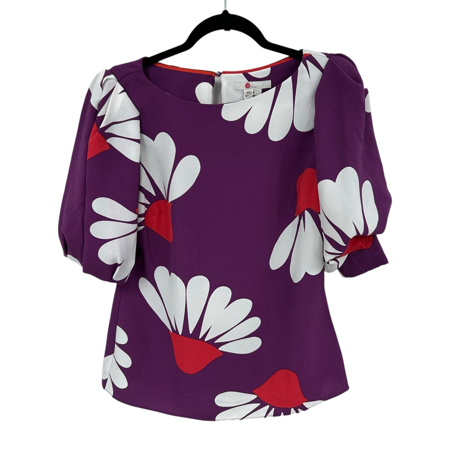 NWT Boden Jewel Purple Daisy Petals Print Olwen Short Sleeve Top Womens US 2
