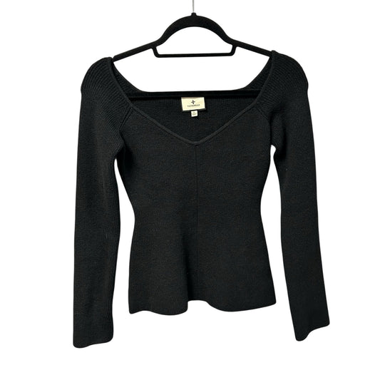 Tuckernuck Black Knit Acrylic Blend Long Sleeve V Neck Nicola Top Womens Large