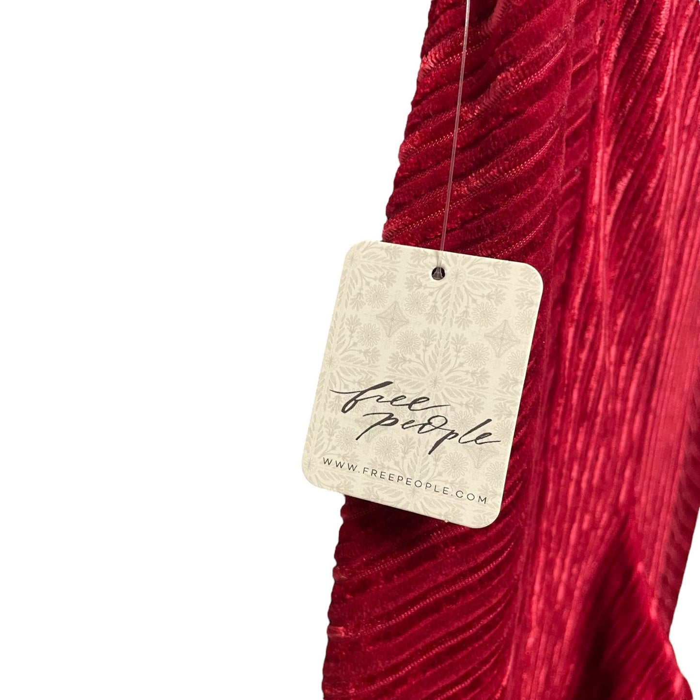 NWT Free People Slim Pull On Velvet Flare Pants in Red Womens Size Large