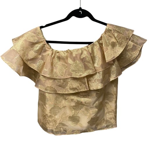 NWT Lilly Pulitzer Trixie One Shoulder Ruffle Gold Organza Brocade Top Womens XS